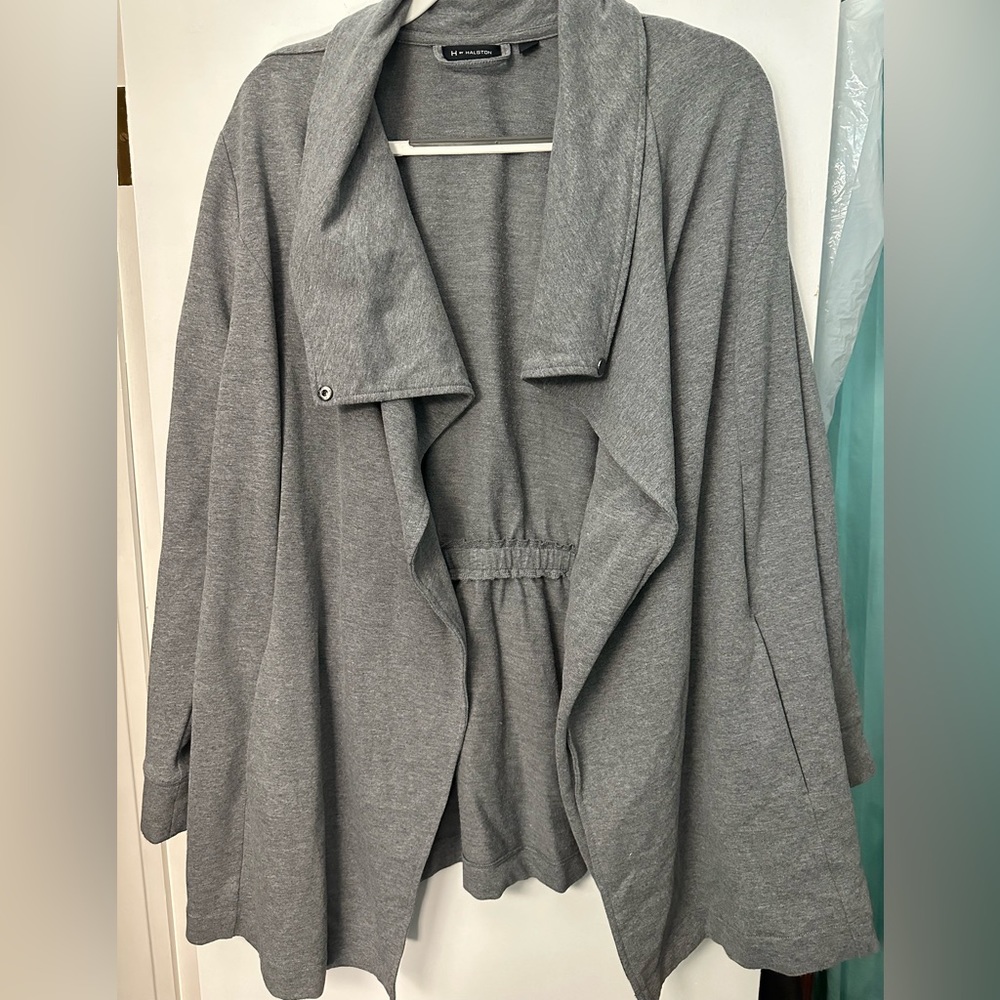 H by Halston long sleeve grey tunic cardigan jacket Large